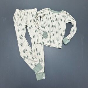 Honest Baby Pajamas Set Girls 14 Gray Tree Print Organic Cotton Top Pants Kids